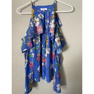 PARKER Dress Womens Small Cold Shoulder Ruffle Floral Blouse sz s